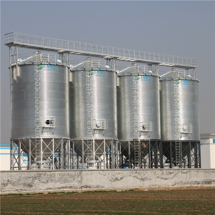 山东聊城粮食烘干中心用镀锌钢板仓室外存放使用时间长立筒仓