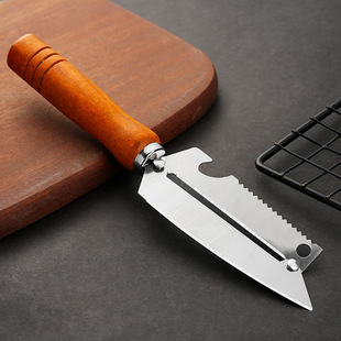 Stainless steel wooden handle apple peeler multifunctional commercial fruit knife pineapple sugarcane taro peeler