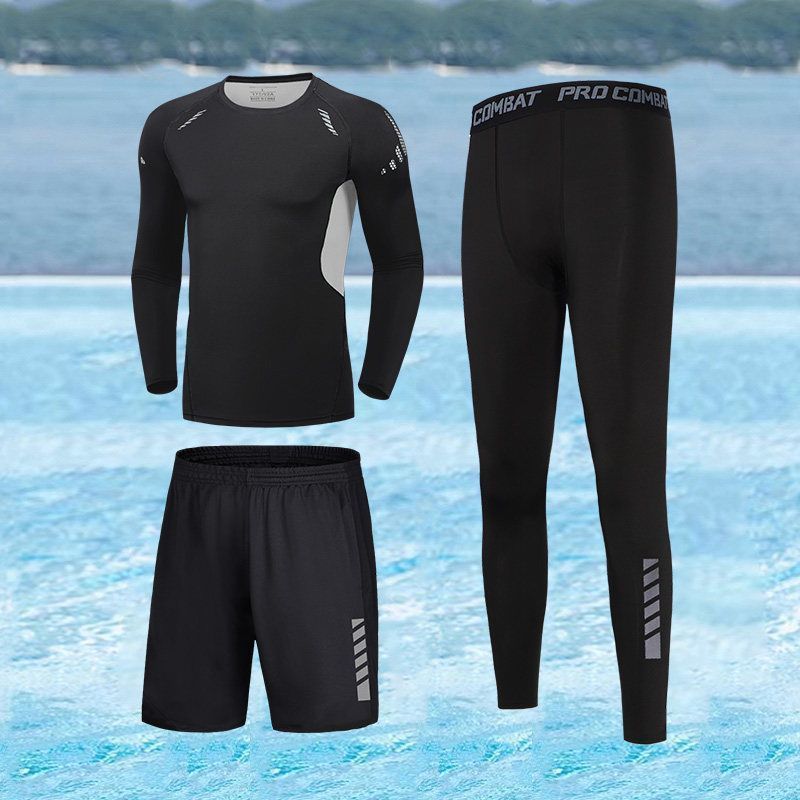 Men's Sun Protection Swimwear Set, Long Sleeve and Pants, Quick-Dry Surfing, Snorkeling, Diving Suit, Complete Swimming Gear