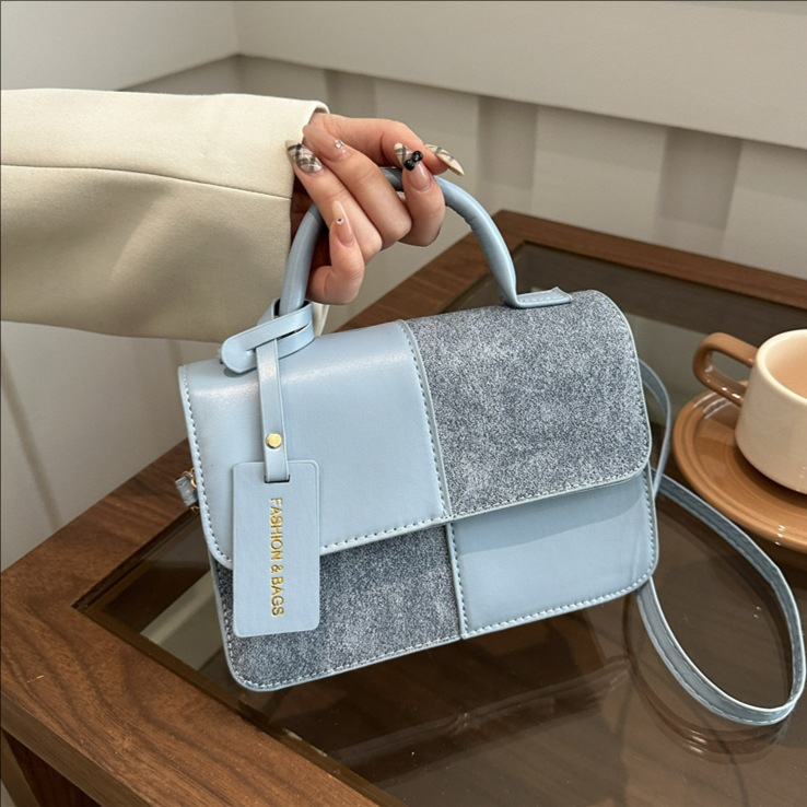 Cross-Border Niche Color-Blocked Small Handbag for Women 2026 New Style High-End Fashion Commuter Shoulder Crossbody Small Square Bag
