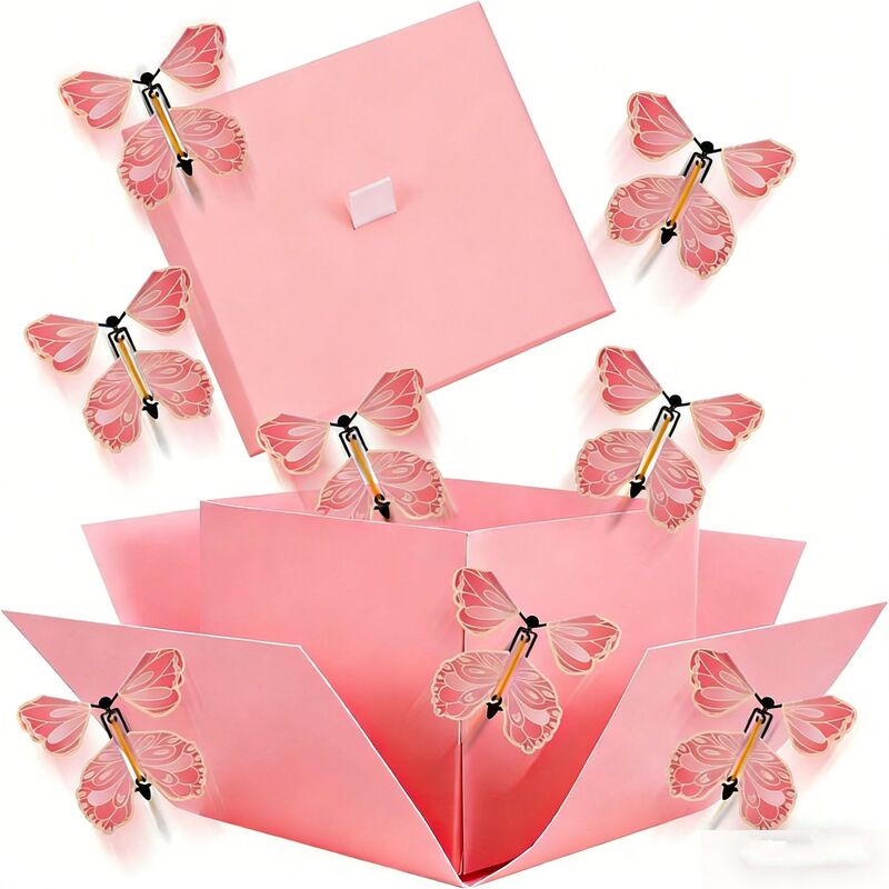 Cross-Border Butterfly Explosion Gift Box Surprise Flying Butterfly Box Christmas Greeting Card Cake Box Holiday Gift Box