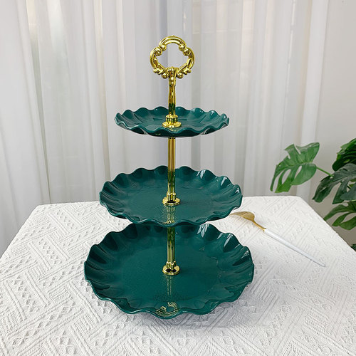 Three-layer fruit tray plastic European-style small living room home candy snack display tray cake stand pastry rack