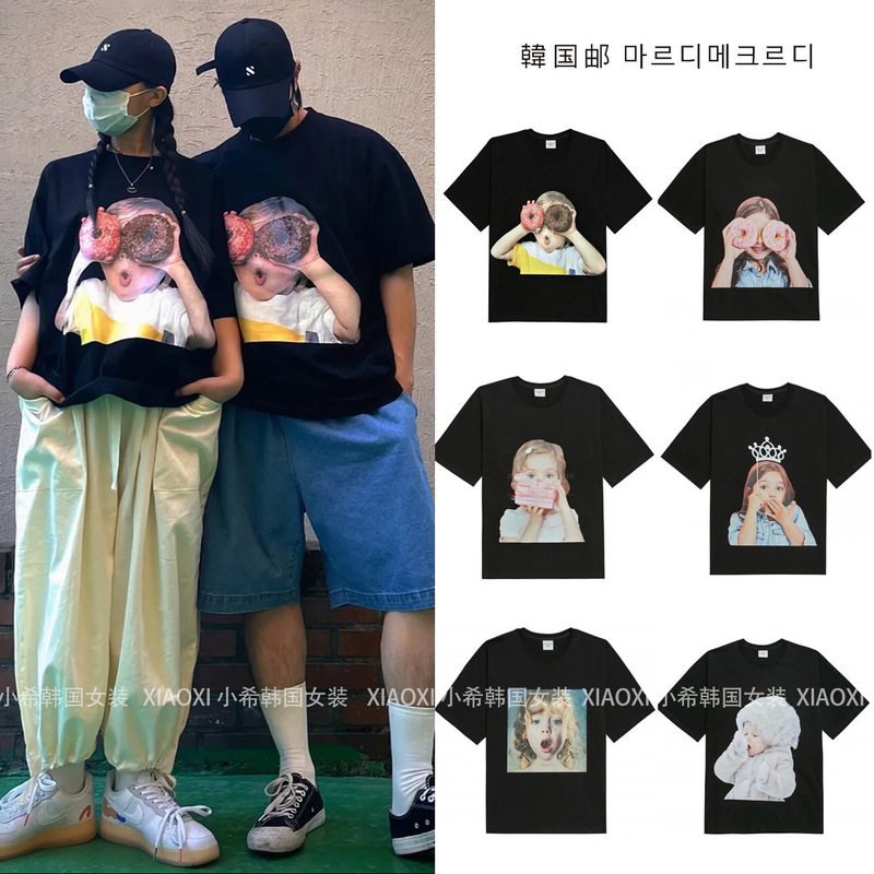【Authentic Delivery】Korean trendy brand adlv short-sleeve donut T-shirt for boys, pure cotton, loose fit, couple's top for women 【Authentic Delivery】Korean trendy brand adlv short-sleeve donut T-shirt for boys, pure cotton, loose fit, couple's top for women