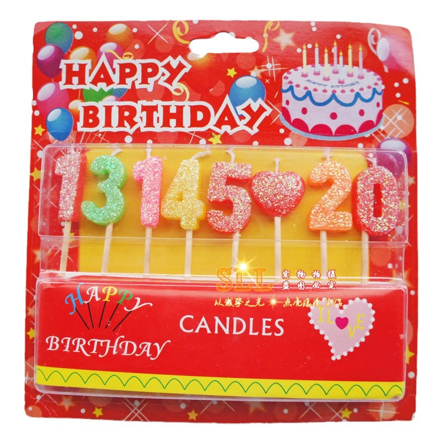 Vela de cumpleaños 0-9 polvo de oro número traje color vela pequeña decoración para hornear suministros de cumpleaños vela de pastel