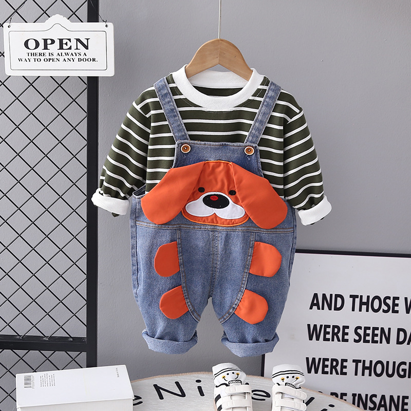 Los pantalones de mezclilla para bebés de los niños se adaptan a los nuevos niños de Otoño de estilo coreano de manga larga para niños de dos piezas ropa de otoño ropa para niños