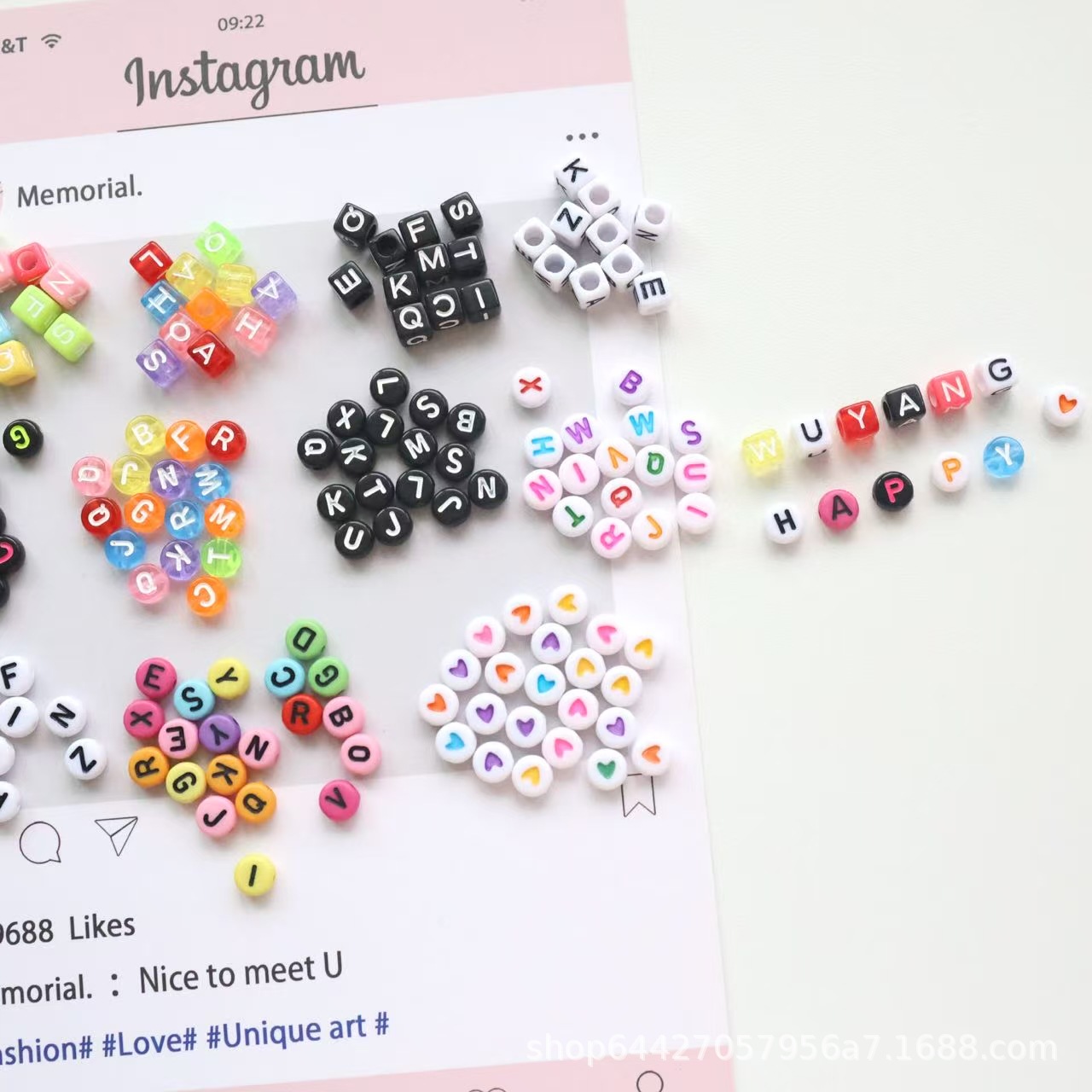 Cuentas de letras de patrón acrílico de agujero pasante cuentas sueltas diy pulsera de cadena de teléfono móvil joyería de cadena de todo fósforo accesorios con cuentas