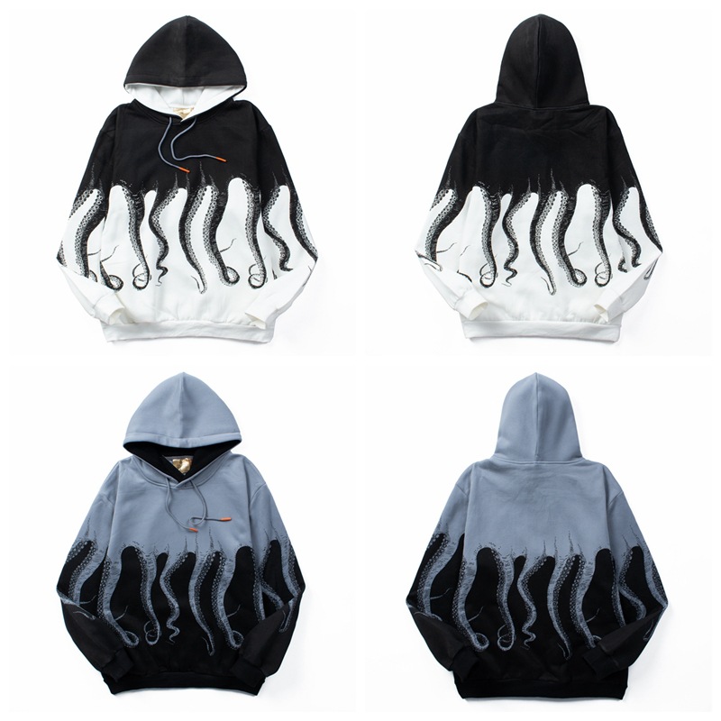 Men's Clothing autumn and winter new high street fashion brand octopus pullover hooded sweatshirt for men and women_voghion.com