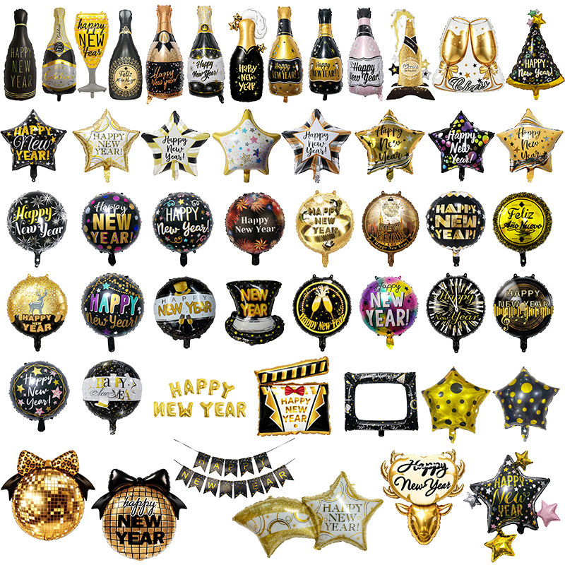 Happy New Year Banner Aluminum Foil Balloons 2026 Banner Wine Bottle Round Ball Photo Frame Party Decoration Props Inflatable Happy New Year Banner Aluminum Foil Balloons 2026 Banner Wine Bottle Round Ball Photo Frame Party Decoration Props Inflatable