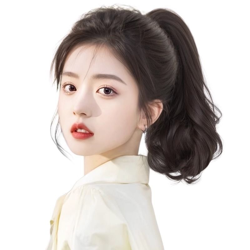 Pear flower roll corto mate cauda de caballo peluca estilo de mujer agarrar clips natural cabello largo realista alto suave rizos natural realista