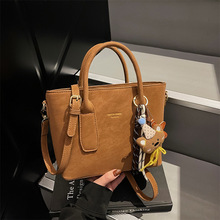 新款手提菜篮子包复古磨砂单肩斜挎包休闲百搭小众设计水桶包女