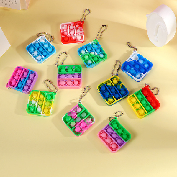 Cartoon Rodent Killer Pioneer Keychain Pendant Spliced Color Square Press Toy Finger Bubble Music Decompression Keychain