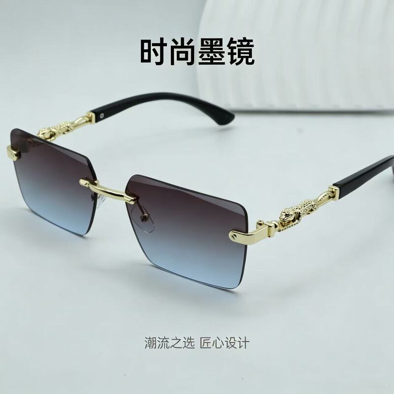 Cheetah Frameless Square Sunglasses for Men, High-End Fashion, European and American Style, Cross-Border Sun Protection Sunglasses for Women, Trendy Versatile Glasses Cheetah Frameless Square Sunglasses for Men, High-End Fashion, European and American Style, Cross-Border Sun Protection Sunglasses for Women, Trendy Versatile Glasses