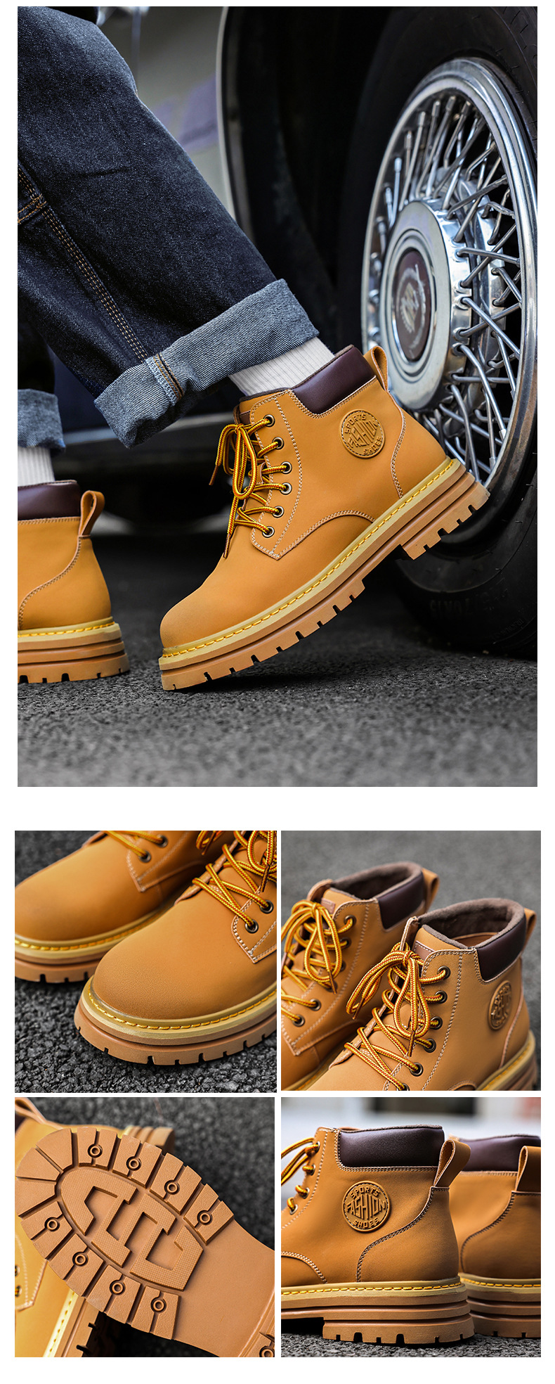 Nuovi stivali da uomo in pelle classici stivali grandi gialli stivali da lavoro da uomo retrò_voghion.com