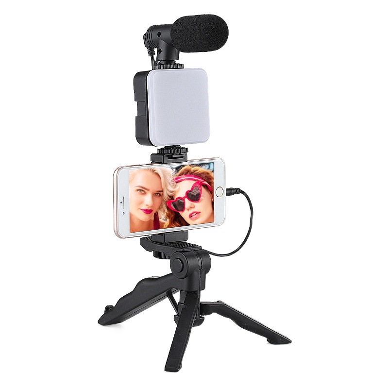 Luz de relleno de bolsillo de la pierna de belleza de escritorio con traje de micrófono Luz de conferencia SLR Fotografía de mano con micrófono