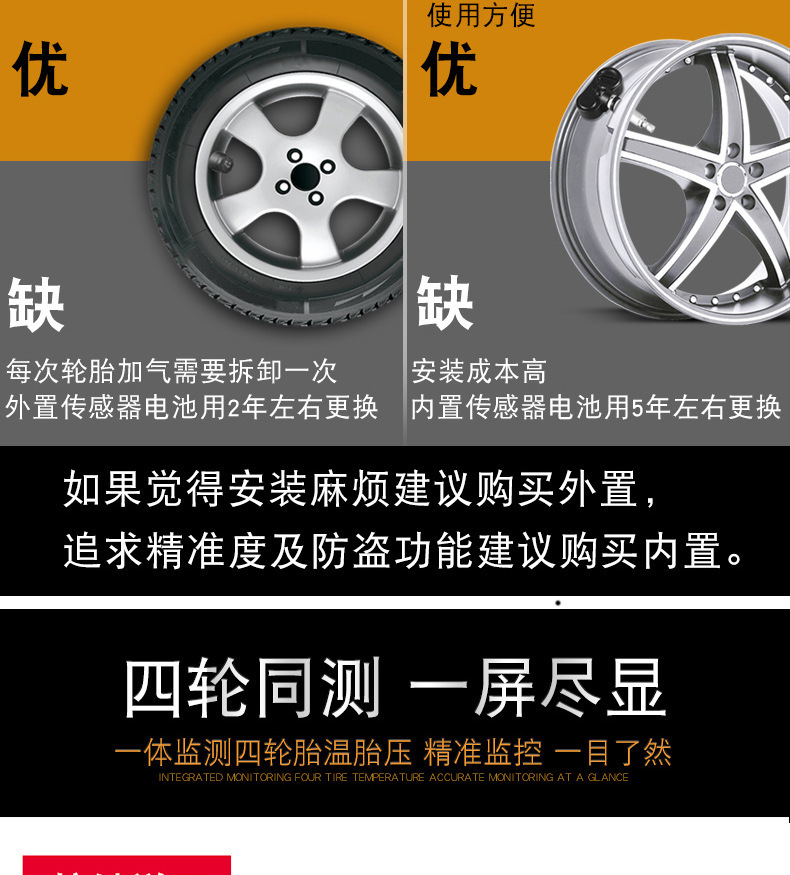External Q 10% off Stacked Hidden Car Solar Wireless Tire Pressure Monitoring System with Human Voice and High Precision for Cars