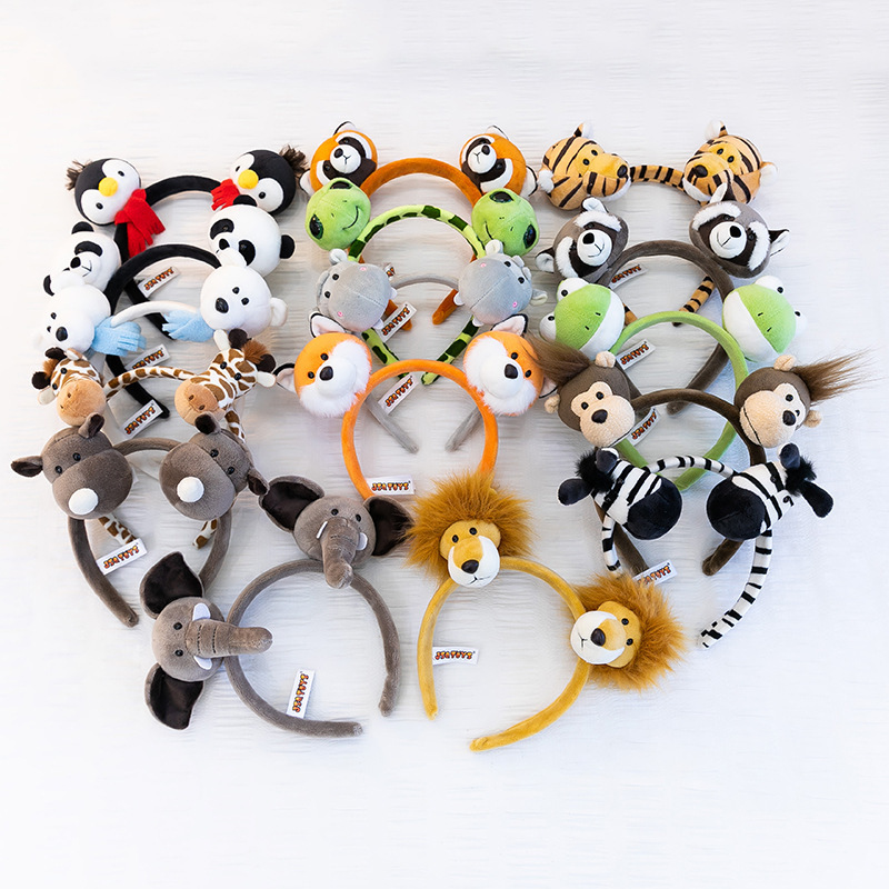 Cute Animal Hairband Plush Toy Birthday Gift Tiger Hairpin Headband Amusement Park Headwear Photography Props