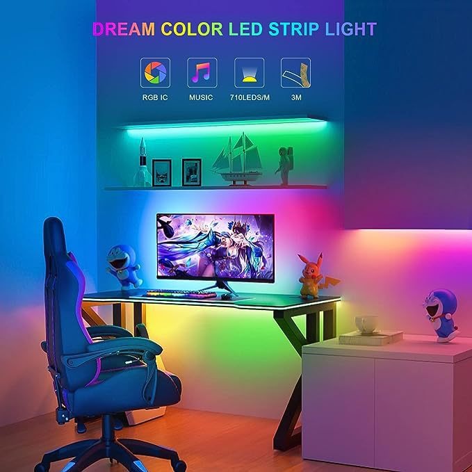 아마존 새로운 COB 매직 세트 COB 다채로운 라이트 밴드 RGB 매직 음악 리듬 라이트 밴드 컬러 박스 세트