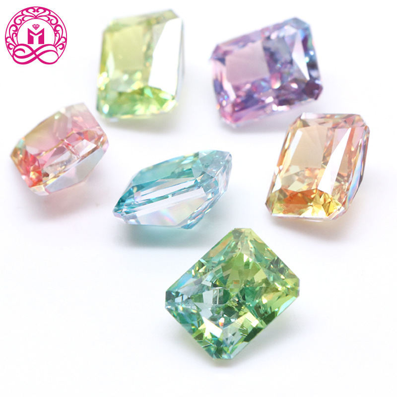 Color Matching Zircon Customized and Wholesale Two Color Multicolor High Quality Square Chamfered Tourmaline Zircon