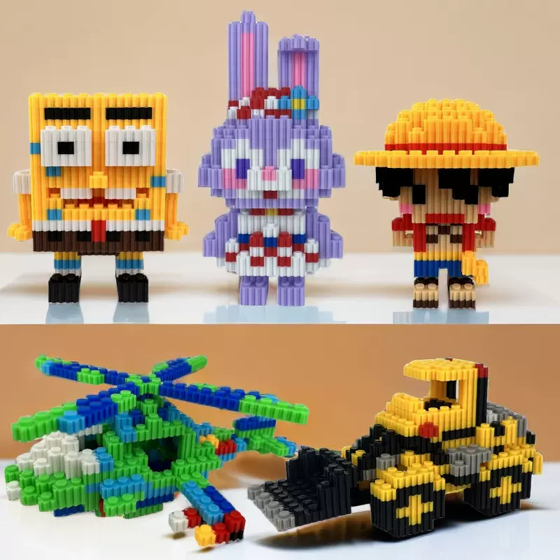 小颗粒拼插拼装串联积木儿童卡通玩具兼容乐高益智夜市地摊小玩具