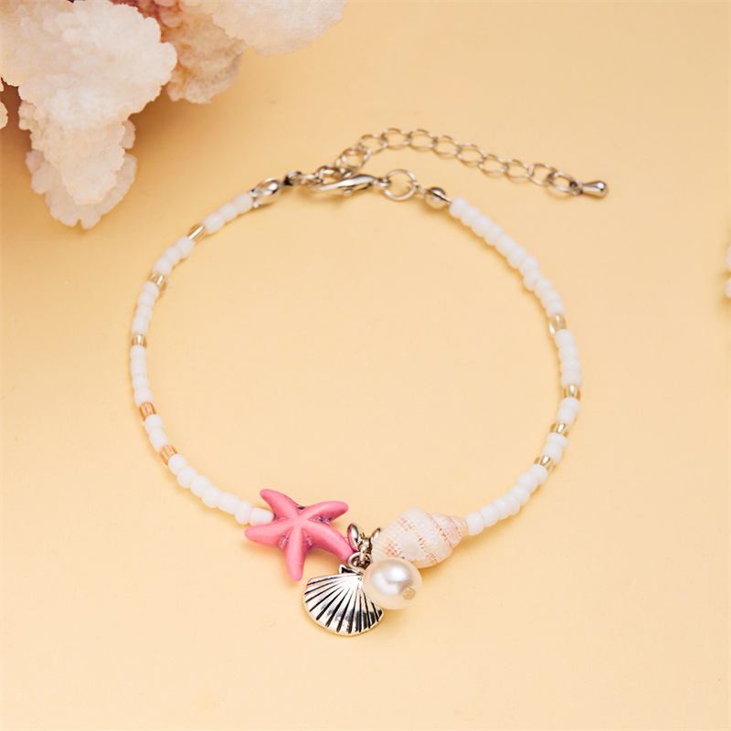 14g Weight Shell Pendant Material Bracelets Classification Seed Bead Chain Material 1 Piece Quantity Holiday, Daily Occasion Seed Bead, Shell Material Starfish, Pearl, Shell Pattern Women's Gender Marine Style Style Marine Style Starfish Pearl Shell Seed Bead Shell Wholesale Bracelets 4