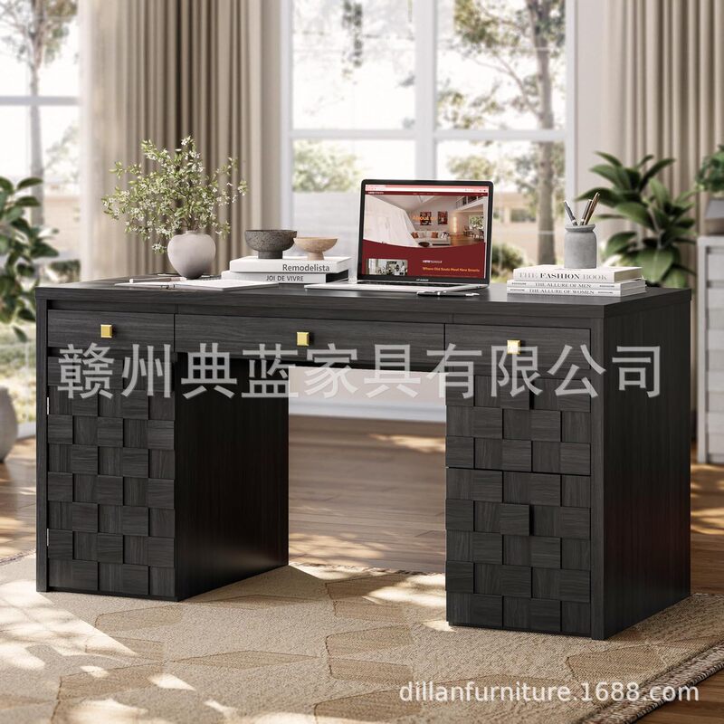 2026 Overseas Hot-Selling Factory-Customized L-Shaped Corner Home Office Desk with Us Standard Power Strip and File Drawer