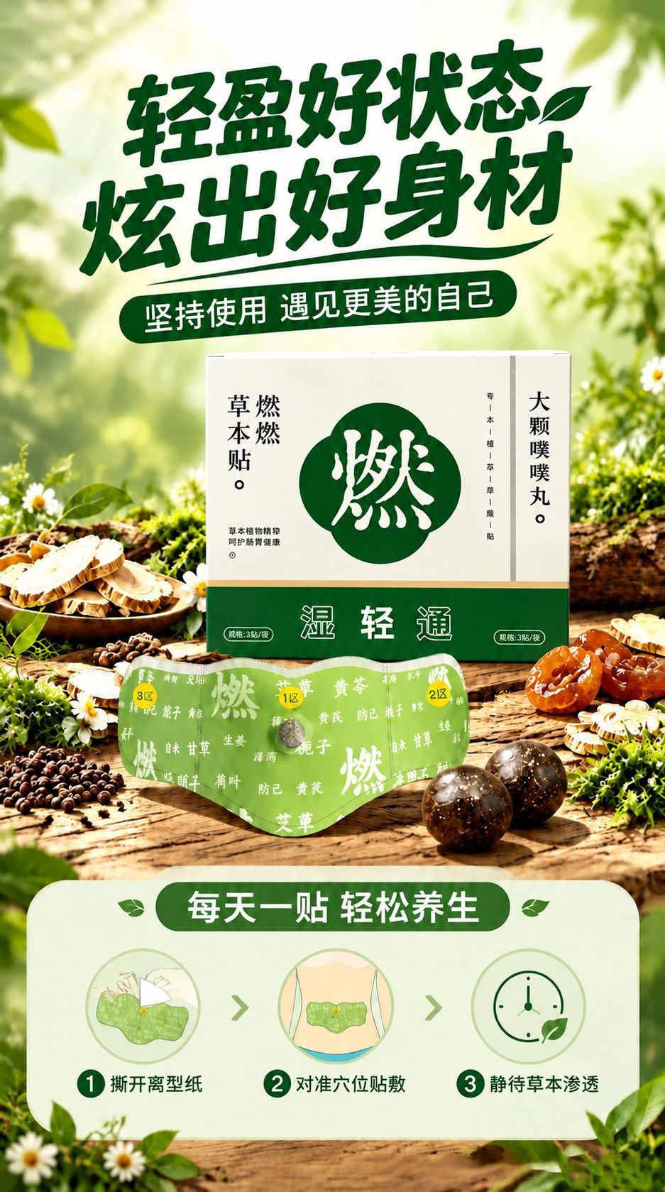 Ran Ran Xuan Fu Herbal Navel Patch Mugwort Belly Sticker Warm Moxibustion Support 5 Patches Per Box in use