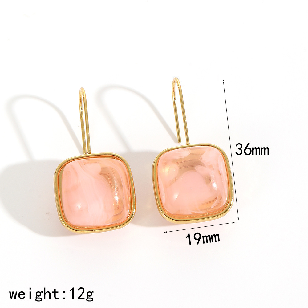 Pendientes de gancho de oreja de estilo retro fresco personalizado Pendientes de acero inoxidable de jade de imitación de alta calidad temperamento de moda femenina image 9