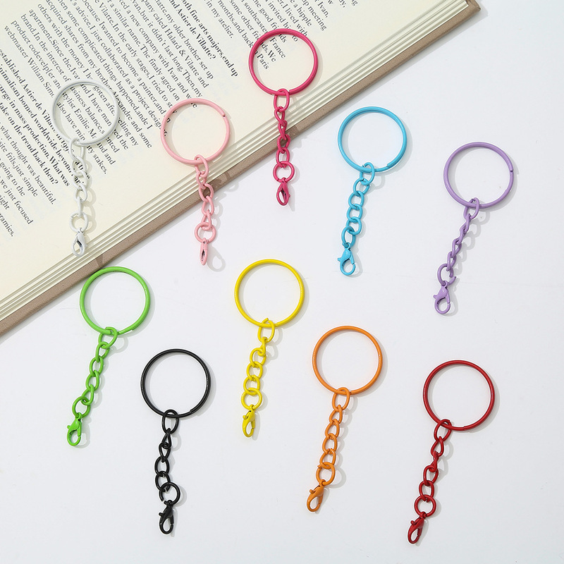 Macaron keychain with chain, painted colorful keyring pendant, DIY handmade jewelry accessory materials wholesale Macaron keychain with chain, painted colorful keyring pendant, DIY handmade jewelry accessory materials wholesale