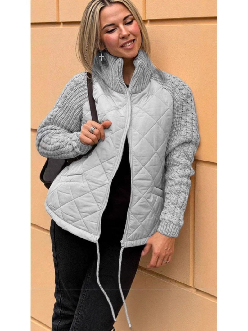 Transfronterizo 2025 otoño y invierno nueva moda europea y americana cardigan con cremallera de manga larga de cuello vertical chaqueta de algodón de mujer ropa de algodón de mujer image 5