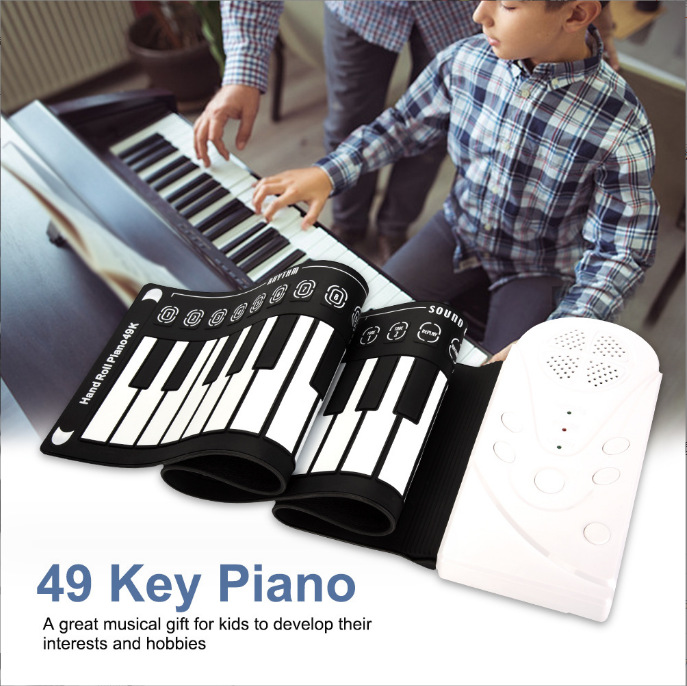 手卷钢琴49键儿童便携式成人乐器初学者电子折叠钢琴寝室键盘
