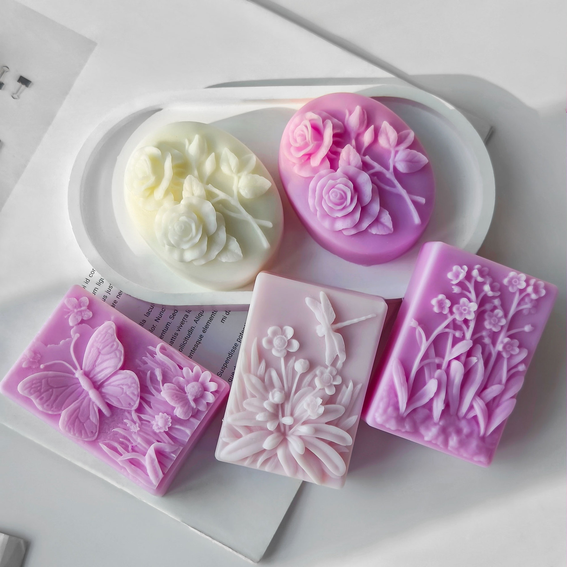 Cuadrado jabón hecho a mano molde de silicona DIY aromaterapia vela yeso coche-montado Incienso Piedra jabón hecho a mano herramienta abrasiva