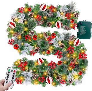 Cross-Border 2.7m Encryption Christmas Rattan Artificial Christmas Decoration Garland Hotel Staircase Wall-Mounted Stove Outdoor Decoration