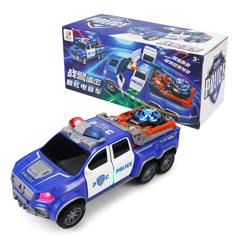 Nuevo coche eléctrico universal cool acrobacias eléctricas de sonido automático puerta giratoria de música luces juguetes para niños al por mayor