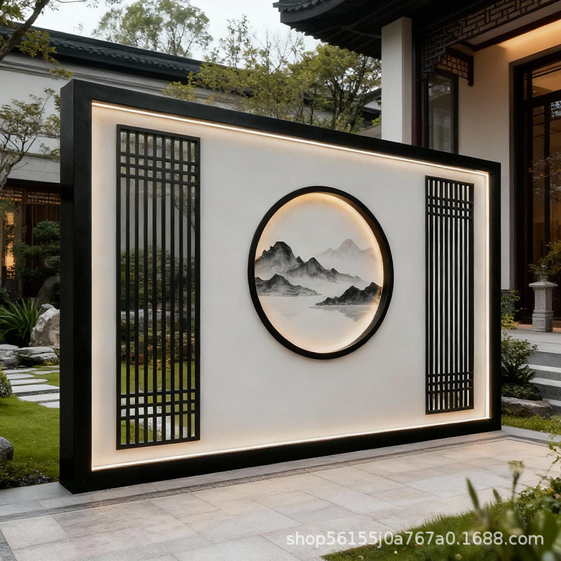 Aluminum Alloy Outdoor Courtyard Parapet Outdoor Screen Partition Wall Small Courtyard Entrance Wall Stainless Steel Landscape Creative Shadow Wall