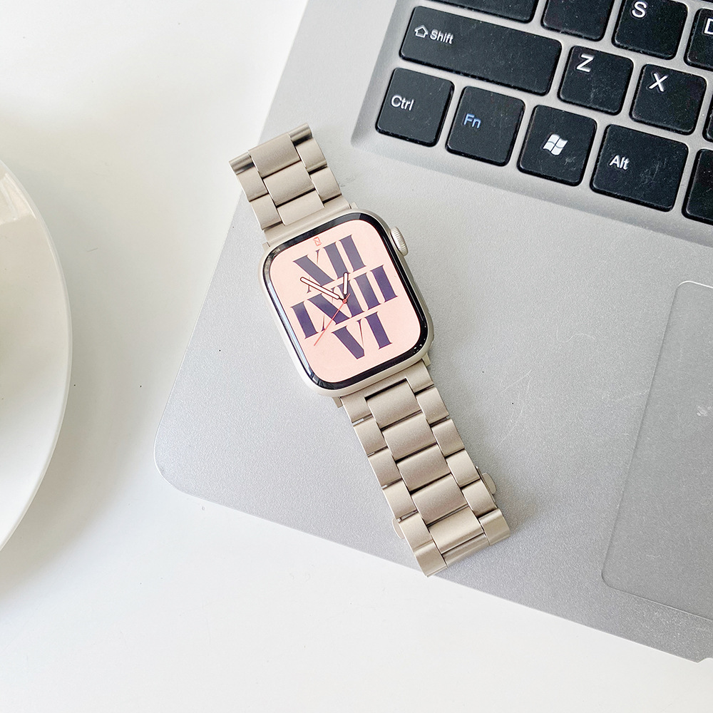 210g Weight Stainless Steel, Steel Belt Strap Material Watch band Classification 304 Stainless Steel, Metal Material Solid Color, Apple Pattern Elegant Style Elegant Solid Color Apple Stainless Steel Steel Belt Watch Band 11