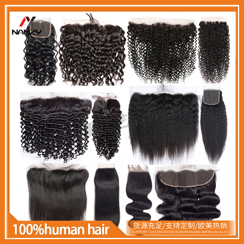 Cross-Border 4X4 13X4 Transparent Lace Frontal Closure Real Human Hair Frontal Lace Piece