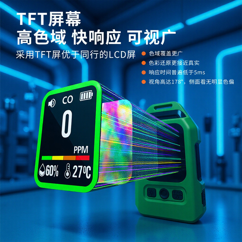 气体检测仪跨境磁吸便携一氧二氧化碳温湿度监测浓度照明报警器|undefined