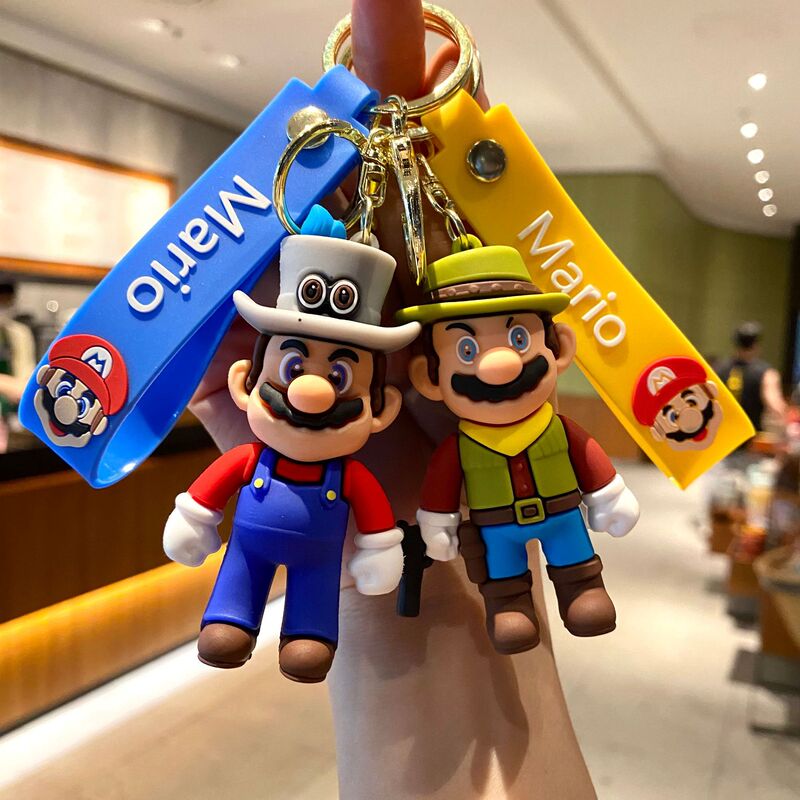 Super Mary cartoon keychain Mario doll schoolbag pendant car key chain accessories stall small goods Super Mary cartoon keychain Mario doll schoolbag pendant car key chain accessories stall small goods