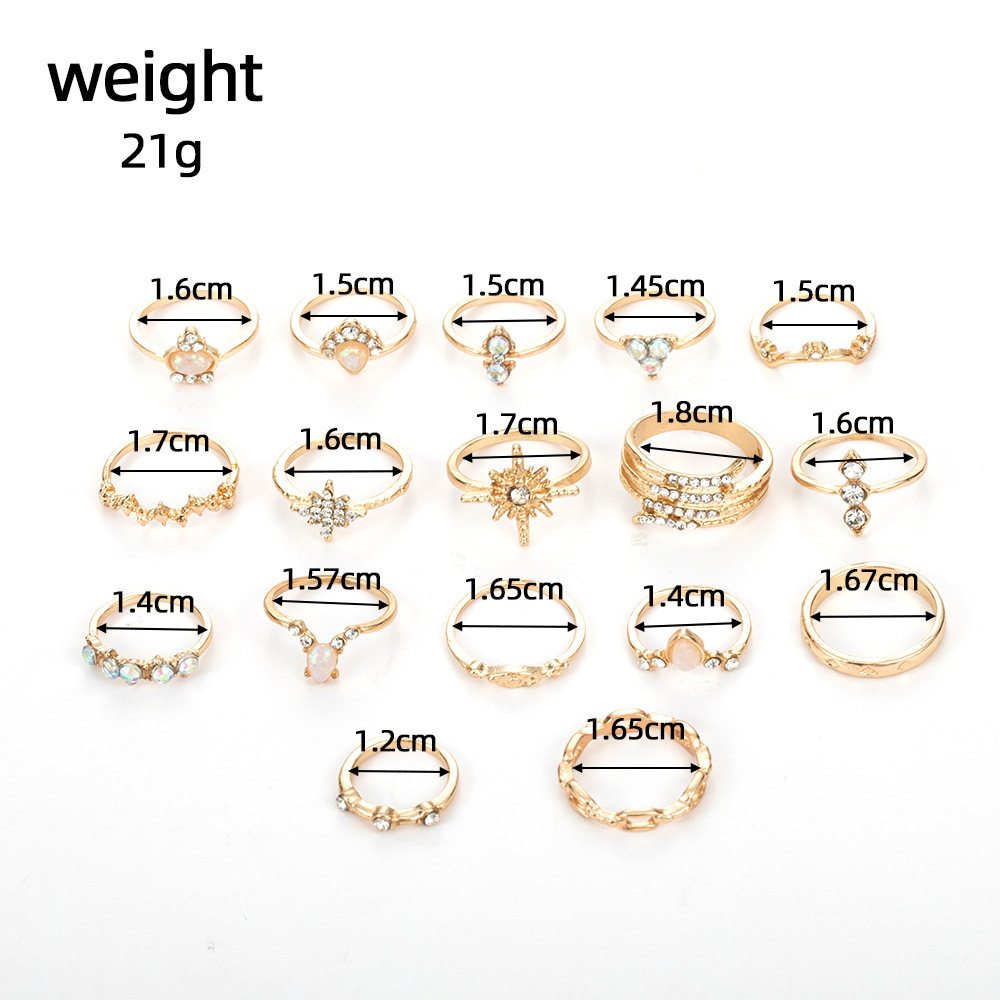 17-piece Bohemian Style Ring Set With Diamond Inlay For Women_voghion.com
