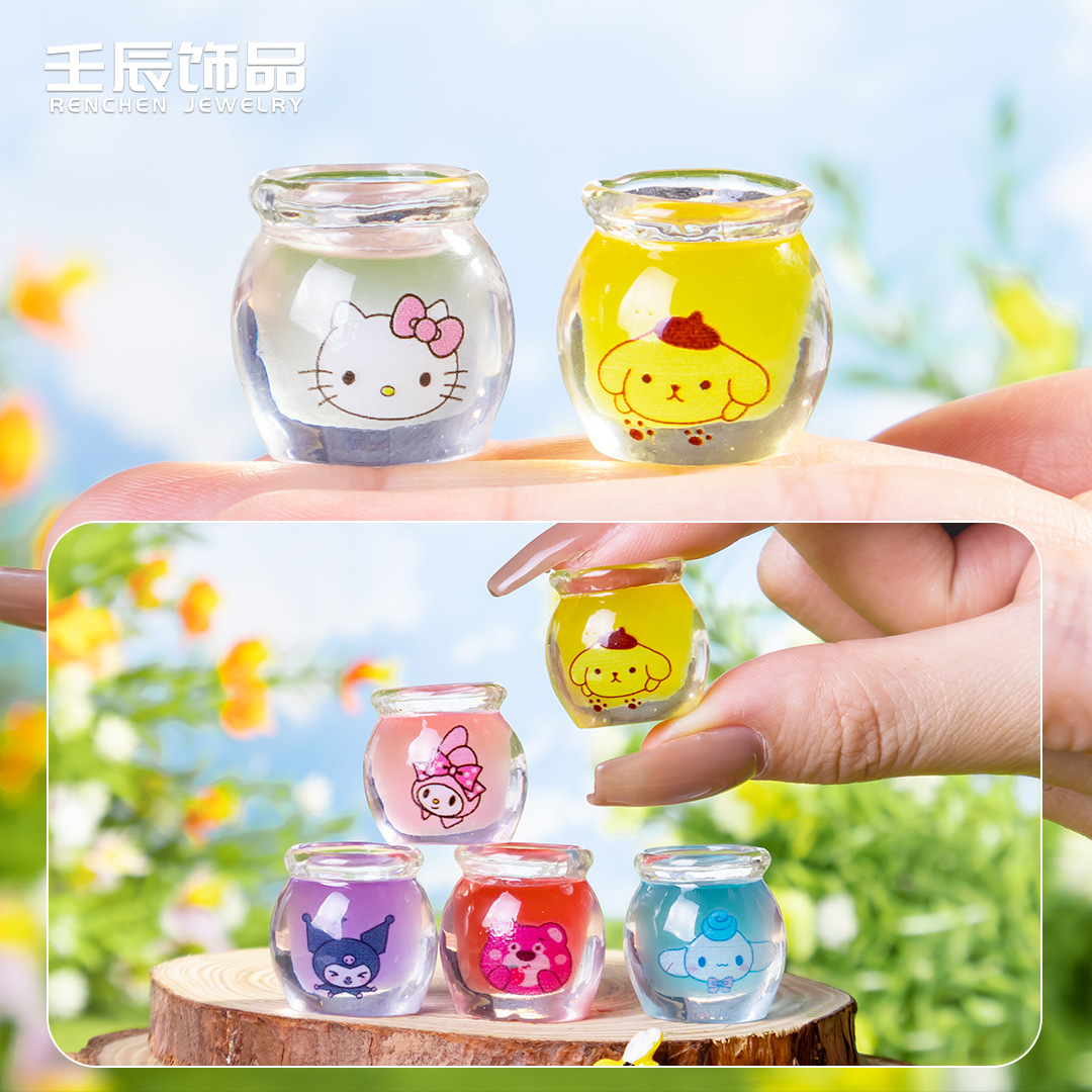 Cartoon Mini Honey Pot Luminous Sanrio Stereo Accessories Handmade Cream Glue Accessories Resin DIY Jewelry Hairpin