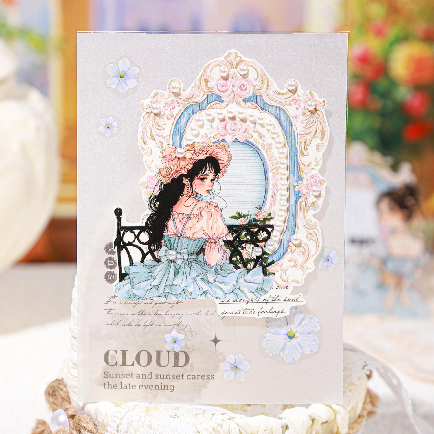 Etiqueta engomada PET del personaje de Ketchup Girl, su serie de diario de estrellas, etiqueta engomada de película de corte decorativa de cuenta vintage