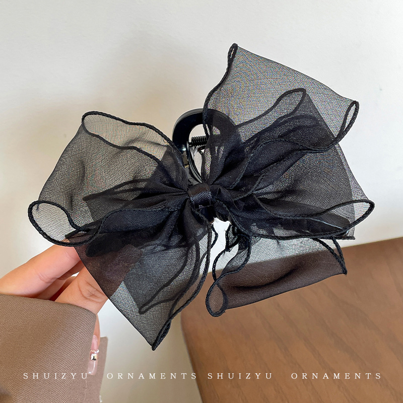 Clip de agarre de lazo de súper hada, parte posterior de la cabeza llena, pinza para el cabello, clip para el cabello de princesa, tocado de clip de tiburón de sentido avanzado