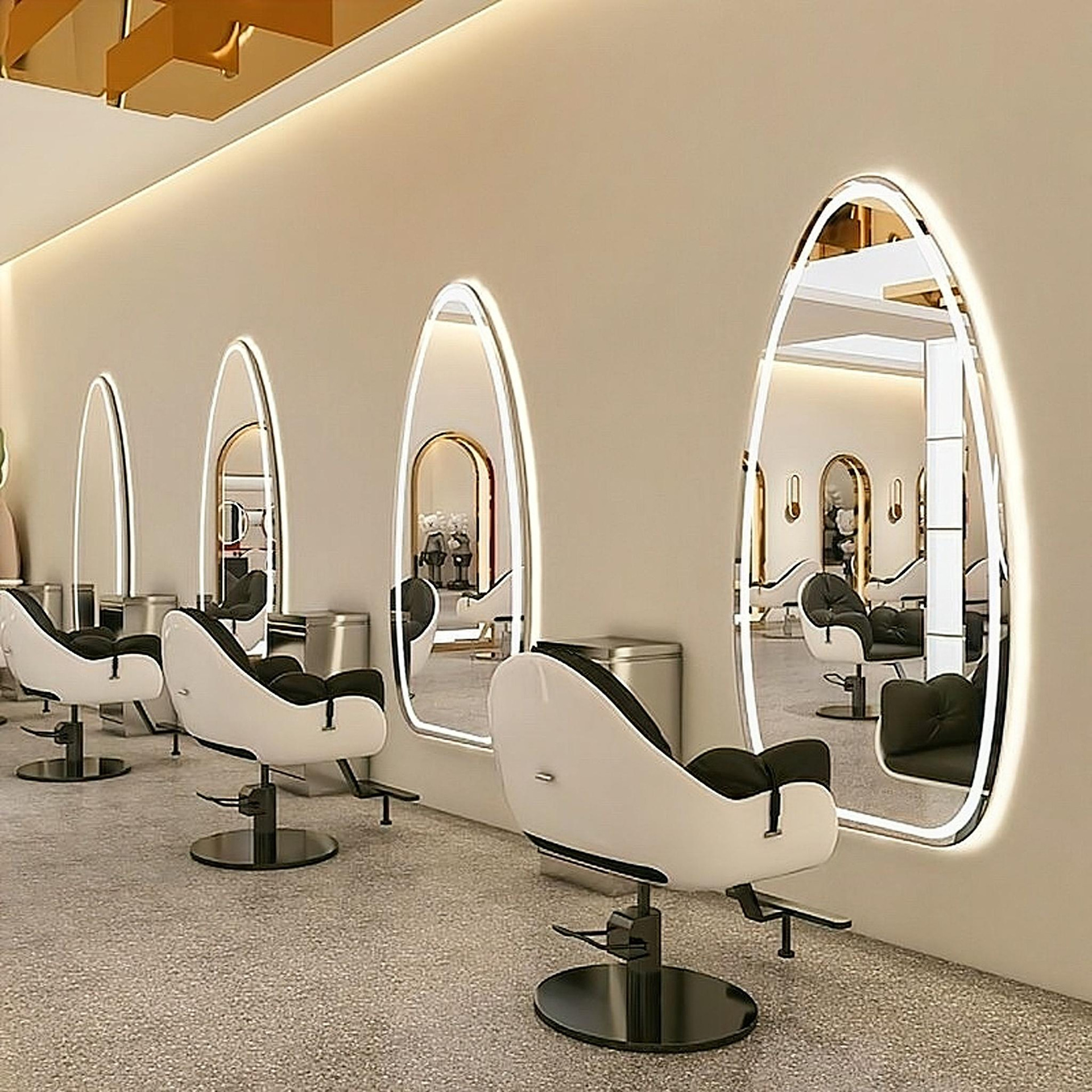 Espejo de peluquería con lámpara de línea para salón de peluquería, espejo de corte de pelo, espejo de pared, espejo de peluquería