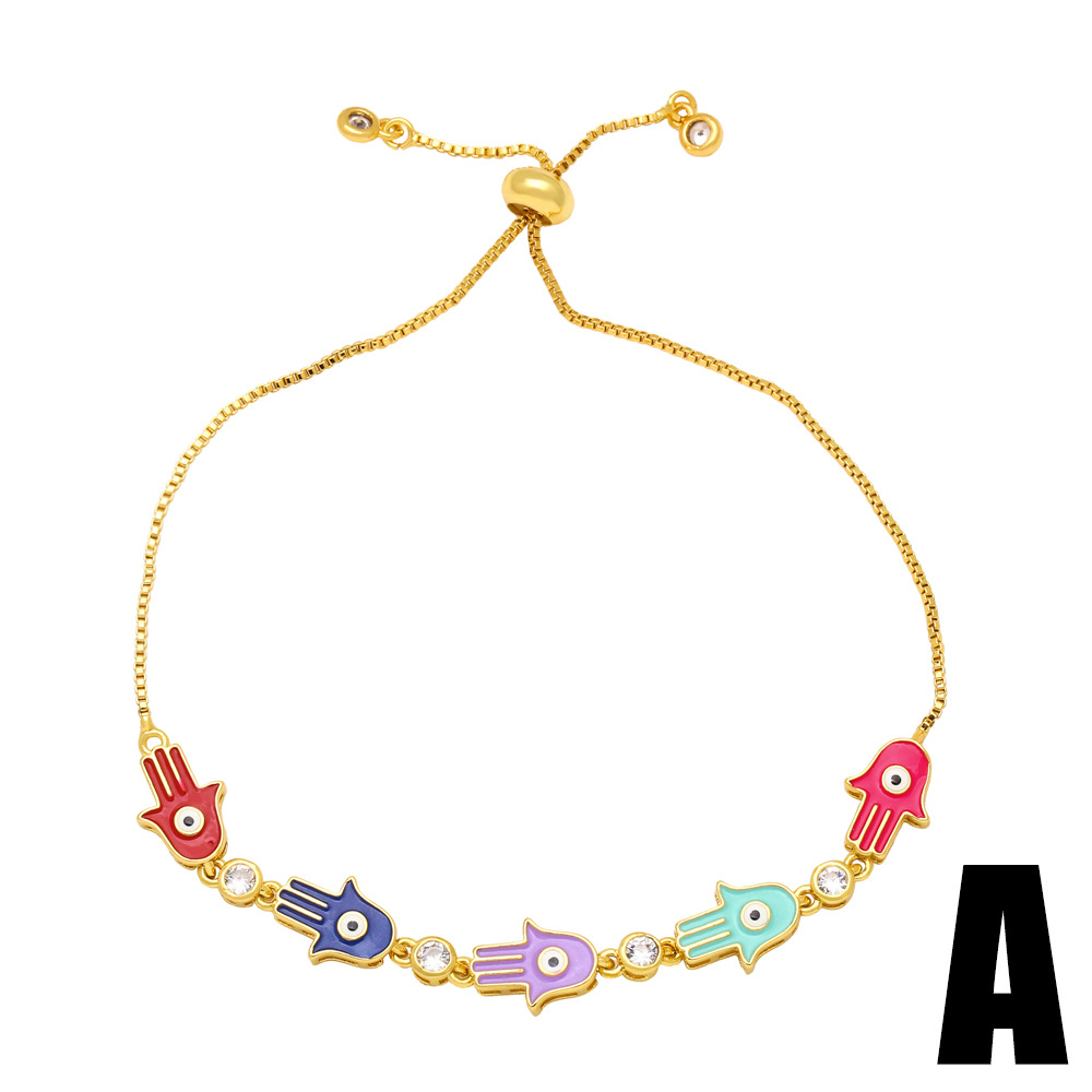 Fashion Devilu0027S Eye Star Copper Enamel Plating Inlay Zircon Bracelets 1 Piece