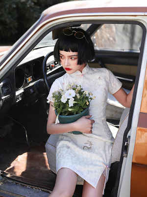 Cheongsam youth 2021 have cash less than that is registered in the accounts Self cultivation girl Chinese style Improvement daily Lace Short sleeved Dress