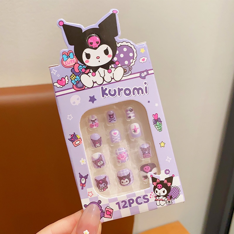 Niños Kulomi dibujos animados bebés usar uñas niñas lindas manicure parches de uñas impermeables para usar
