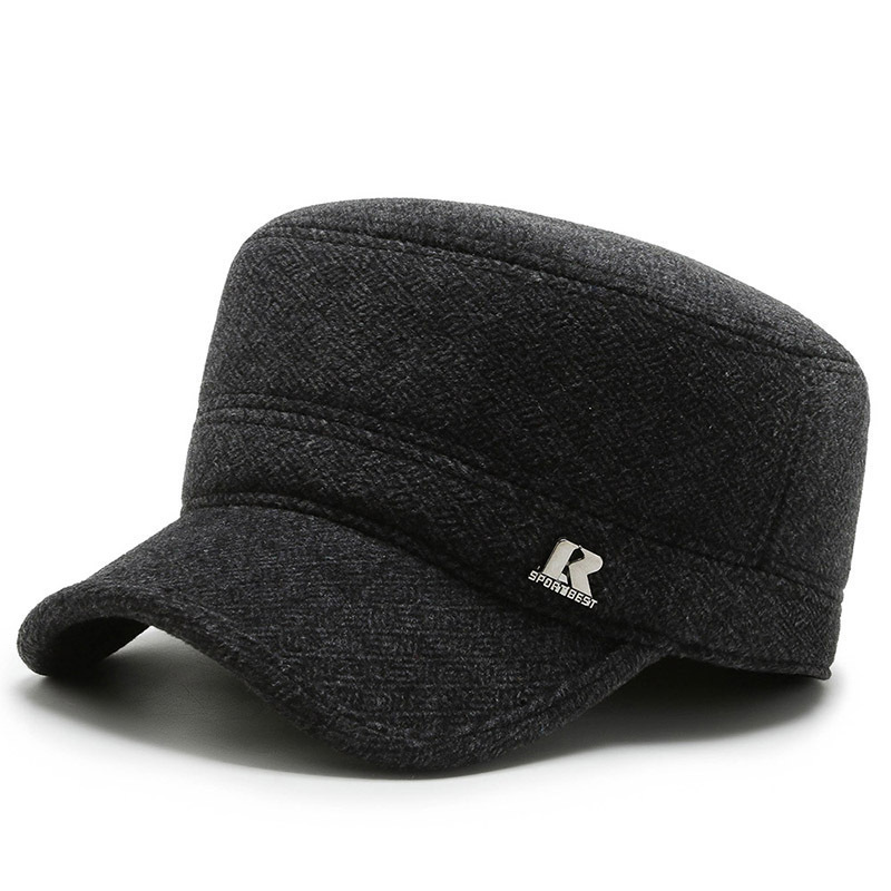 Sombreras de béisbol casuales de mediana edad hombre invierno papá abuelo al aire libre protección de oídos gorra de lengua de pato gorra de algodón grueso