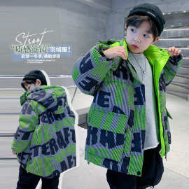 男童高端羽绒服洋气冬装新款加厚直充鸭绒儿童潮牌冬季荧光绿外套