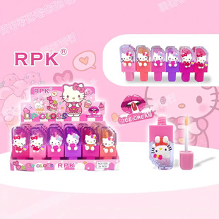 Cross-Border Rpk Hello Kitty Style Shiny Ice Cream Lip Gloss Cute Portable Color Glitter Decoration