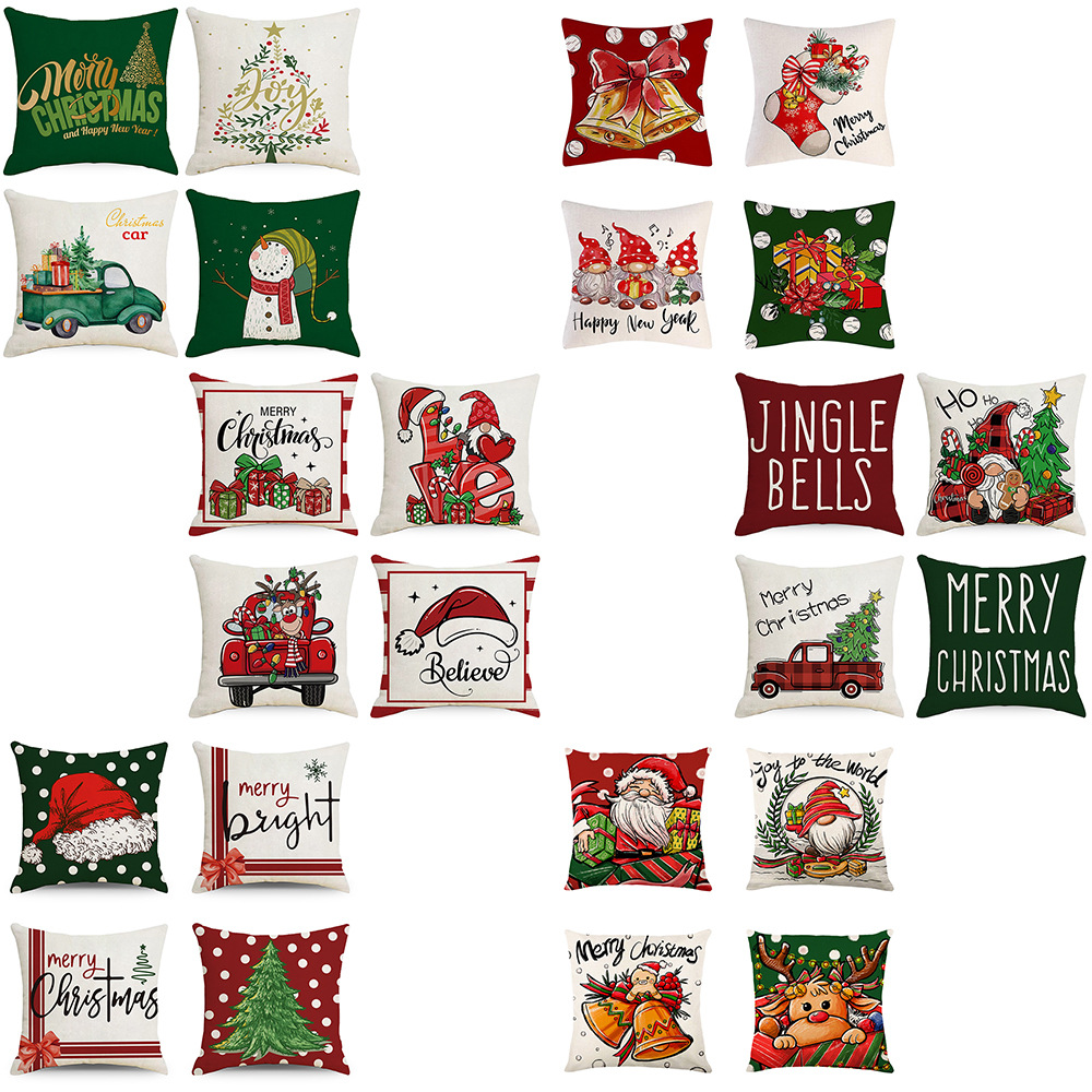 90g Weight Fashion Christmas Tree Christmas Socks Letter Linen Pillow Cases